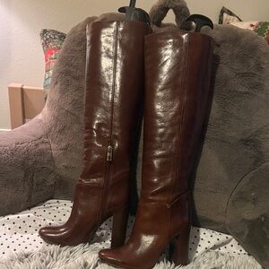 Tory Burch Tall Brown Leather Knee-High Heeled Boots